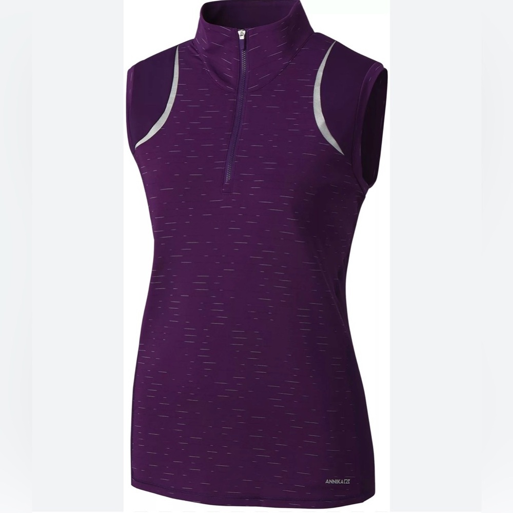 NWT Annika Women's Elite Contour Mock Neck 1/4 Zip Sleeveless Golf Top; Sz: M